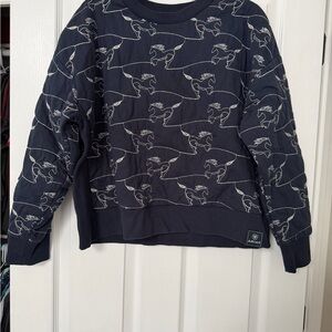 Ariat Navy Quilted Horse-Pattern Pullover Sweater - Size XL